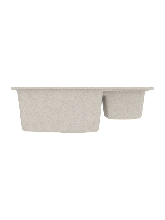 vidaXL Drop-In Sink Left Synthetic Granite W58xD44cm Beige