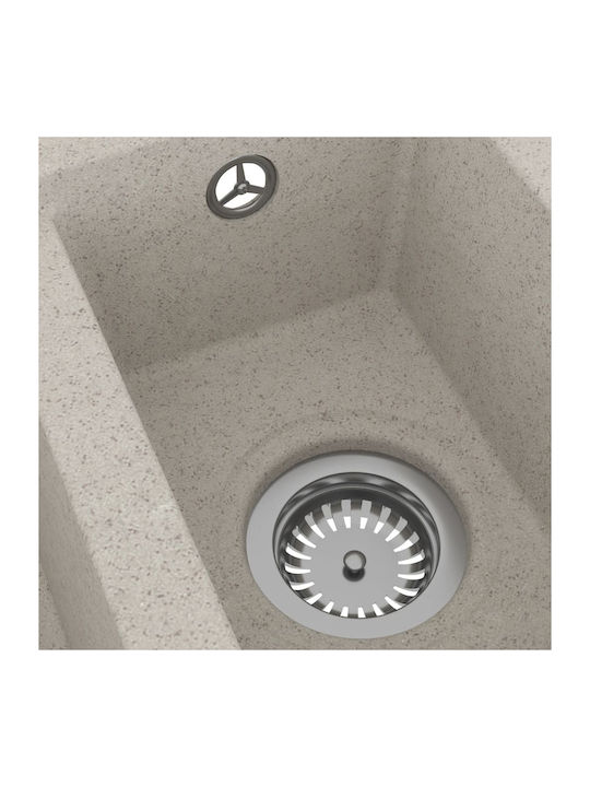 vidaXL Drop-In Sink Left Synthetic Granite W58xD44cm Beige