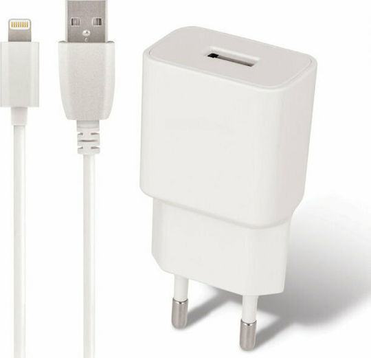 Maxlife Încărcător cu Port USB-A și Cablu Lightning Albς (MXTC-01)