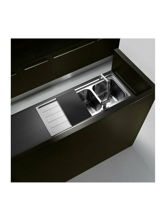 Apell Linear 8516 Ένθετος Νεροχύτης Αριστερός Inox Σατινέ Μ116xΠ50cm Ασημί