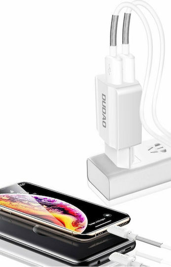 Dudao Зарядно без кабел с 2 USB-A порта Quick Charge 3.0 Бял (A2EU)
