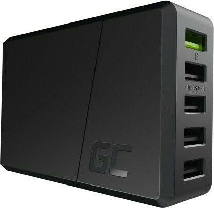 Green Cell Βάση Φόρτισης με 5 Θύρες USB-A 52W Quick Charge 3.0 σε Μαύρο χρώμα (CHARGC05)
