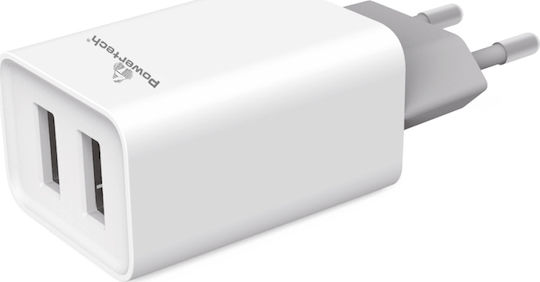 Powertech Powertech Handyladegerät Ohne Kabel mit USB-A Ausgangsanschluss 20W Schnellaufladung 3.0 Weiß (PT-780)