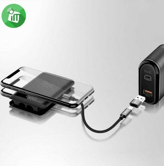 Budi Ασύρματος Φορτιστής (Qi Pad) 5W Μαύρος (M8J515W)