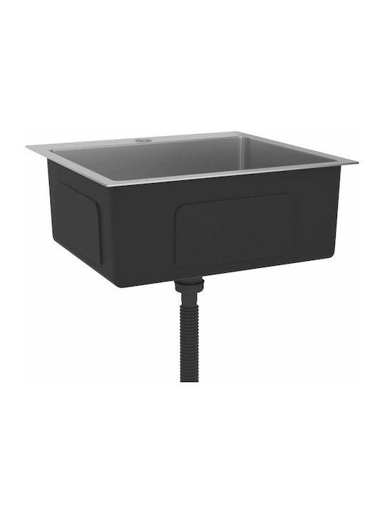 vidaXL Drop-In Мивка Inox Четкан Ш53xД50см Сребрист