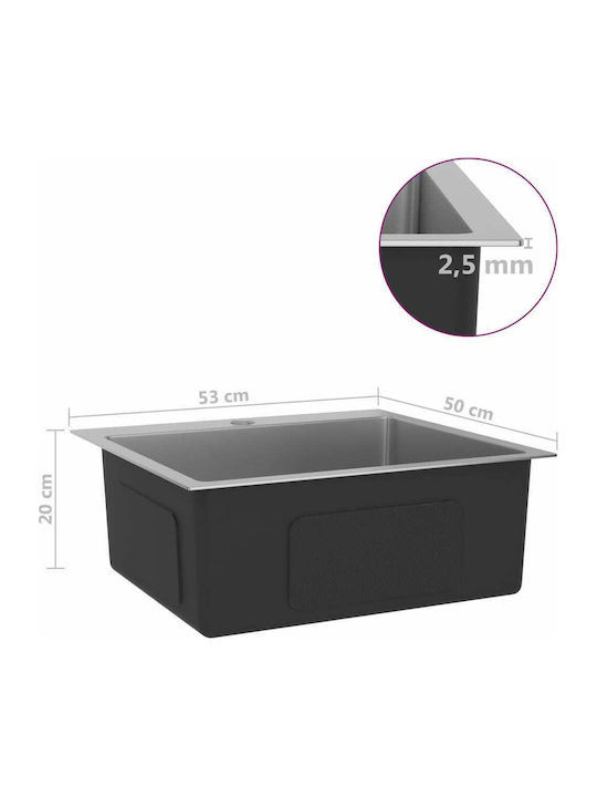 vidaXL Drop-In Мивка Inox Четкан Ш53xД50см Сребрист