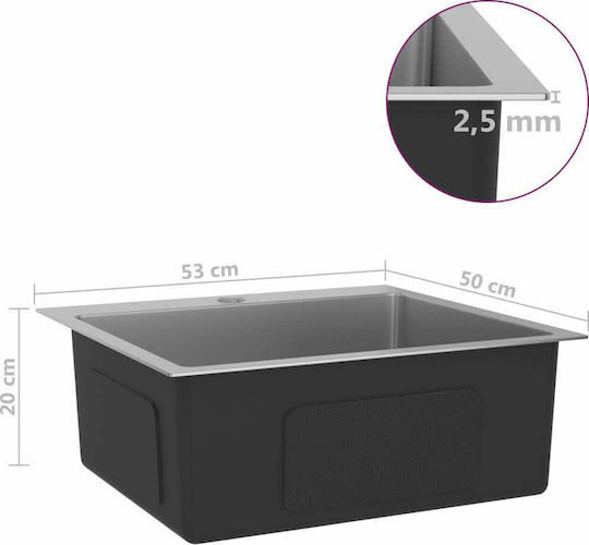 vidaXL Drop-In Spüle Inox Gebürstet B53xT50cm Silber