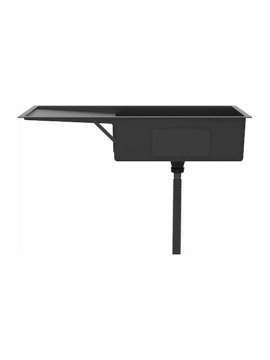 vidaXL Drop-In Sink Inox Brushed W100xD44cm Black
