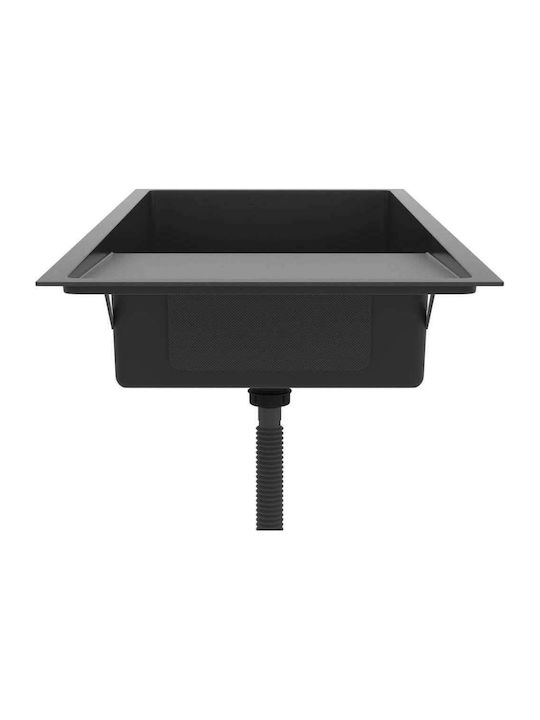 vidaXL Drop-In Sink Inox Brushed W100xD44cm Black