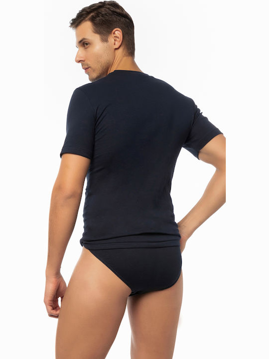 Men's Undershirts Short-sleeved in Navy Blue Color 2Pack