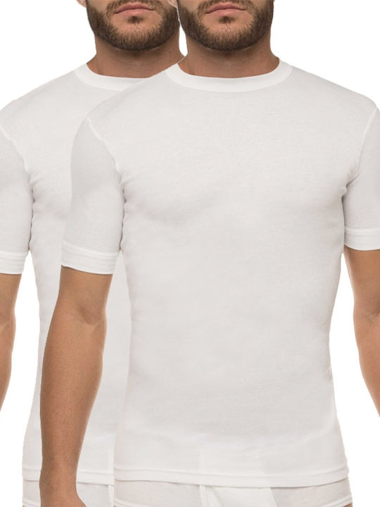 Men's Undershirts Short-sleeved in White Color 2Pack W1970-02