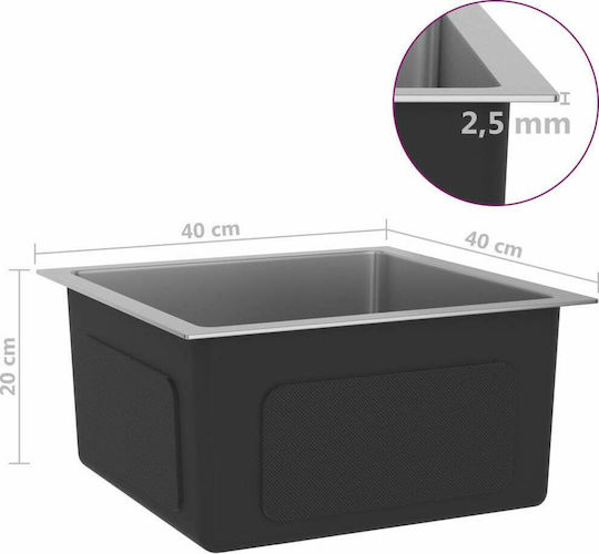 vidaXL Drop-In Sink Inox Satin W40xD40cm Silver