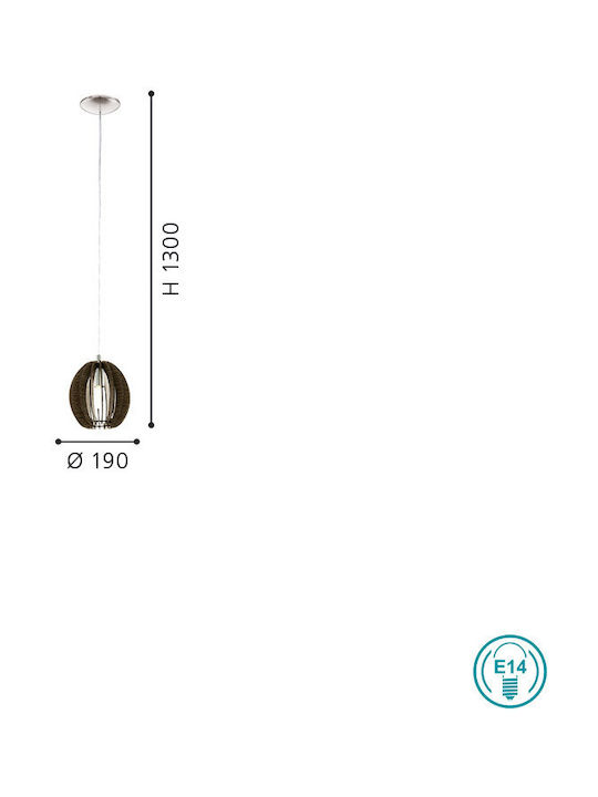 Eglo Cossano Pendant Light Brown with Socket E14, E.14