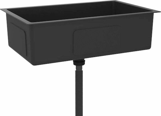 vidaXL Ένθετος Νεροχύτης Inox Σατινέ Μ70xΠ44cm Μαύρος