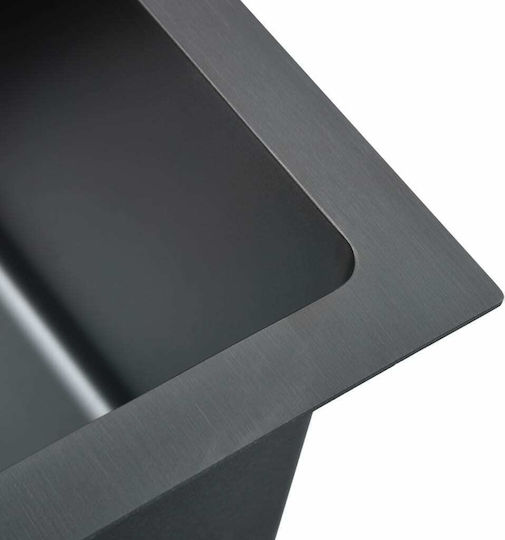 vidaXL Ένθετος Νεροχύτης Inox Σατινέ Μ70xΠ44cm Μαύρος