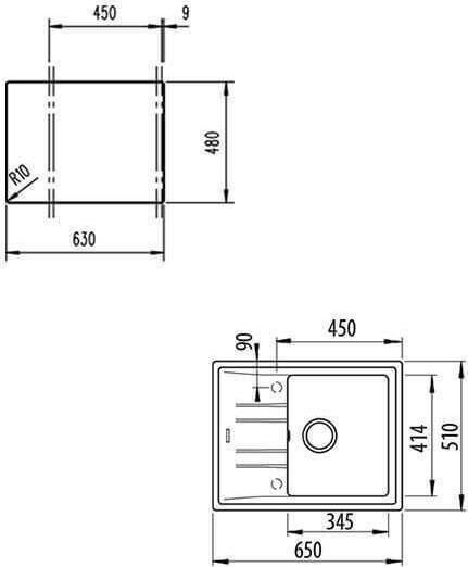 Teka Stone 45 S-TG 1C 1E 115330047 Drop-In Chiuvetă din Granit Sintetic L65xW51cm Alb