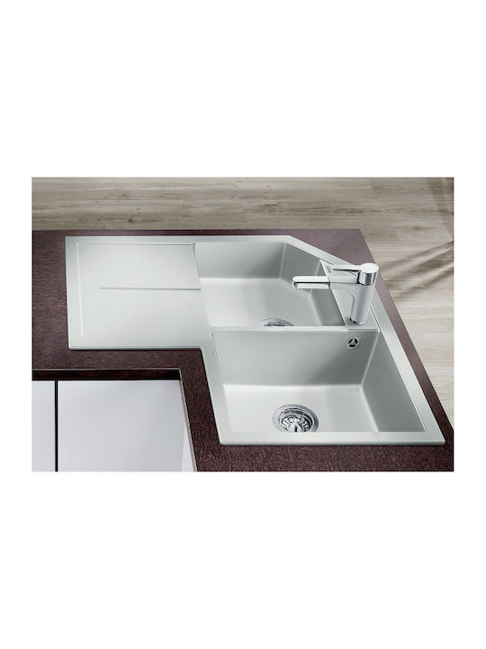 Blanco Metra 9 E 515568 Drop-In Spüle Ecke Links aus Verbundgranulat B83xT83cm White