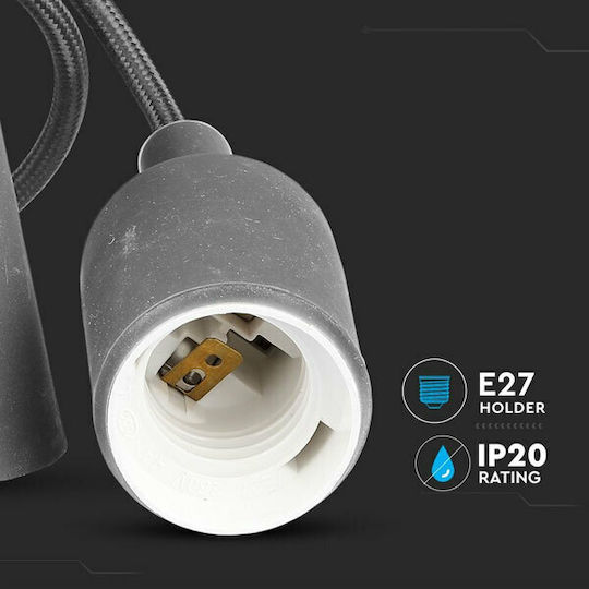 V-TAC VT-7228 Висящо Осветително Тяло Сив с Цокъл E27