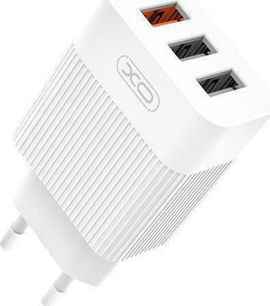 XO Φορτιστής Χωρίς Καλώδιο με 3 Θύρες USB-A 18W Λευκός (L72)