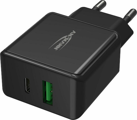 Ansmann Charger Without Cable with USB-A Port and USB-C Port Blacks (HC218PD)