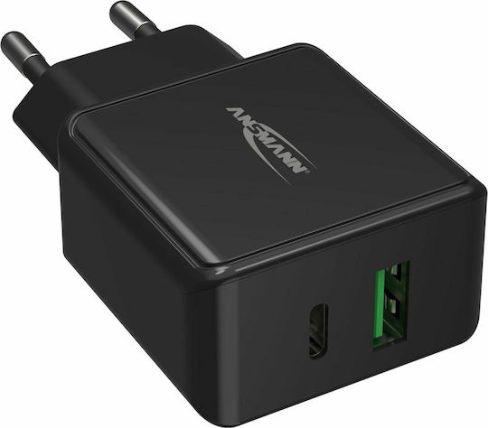 Ansmann Charger Without Cable with USB-A Port and USB-C Port Blacks (HC218PD)