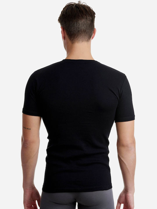 Men's Undershirt Short-sleeved in Black Color