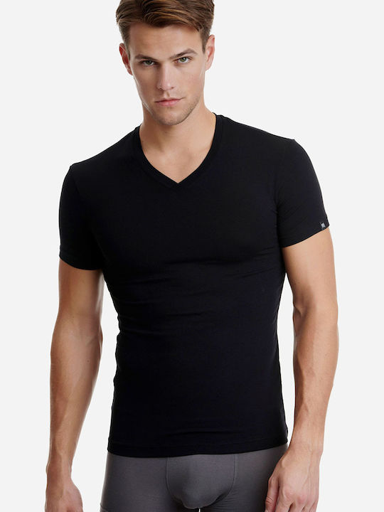 Men's Undershirt Short-sleeved in Black Color