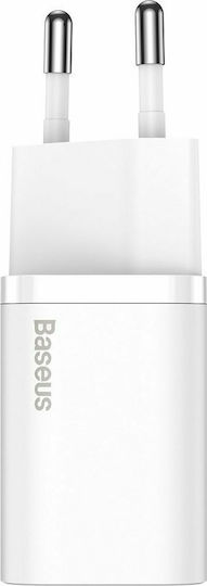 Baseus Φορτιστής με Θύρα USB-C και Καλώδιο USB-C - USB-C 25W Λευκός (Super Si)