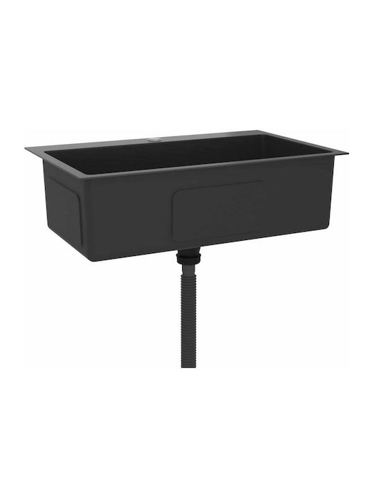 vidaXL Drop-In Мивка Inox Ш70xД44см Черно