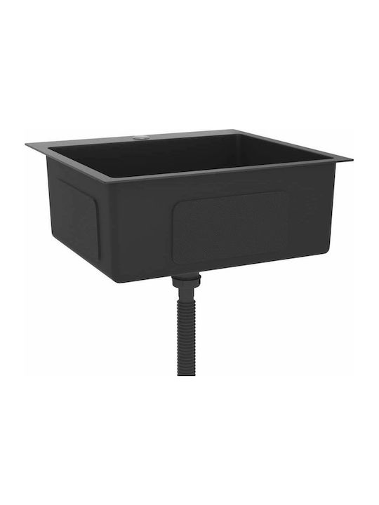 vidaXL Ένθετος Νεροχύτης Inox Σατινέ Μ53xΠ50cm Black