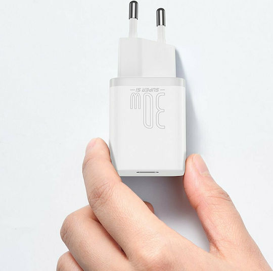 Baseus Charger Without Cable with USB-C Port 30W Power Delivery Whites (Super Si)