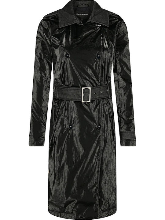 Damen Schwarz Trenchcoat