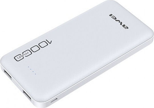 Awei P28K Power Bank 10000mAh с 2 USB-A порта Бял