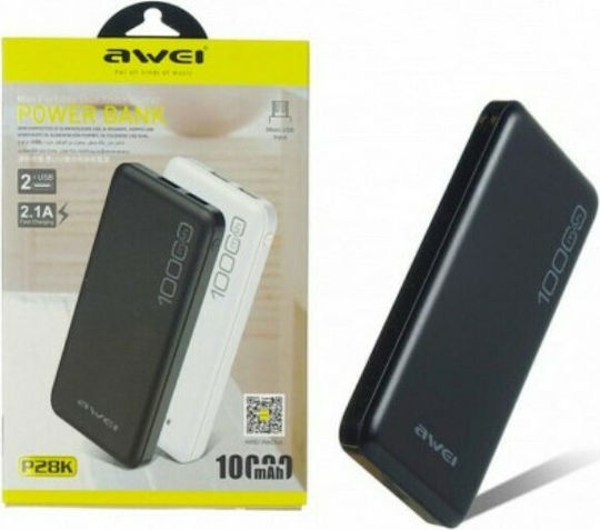 Awei P28K Power Bank 10000mAh with 2 USB-A Ports Black