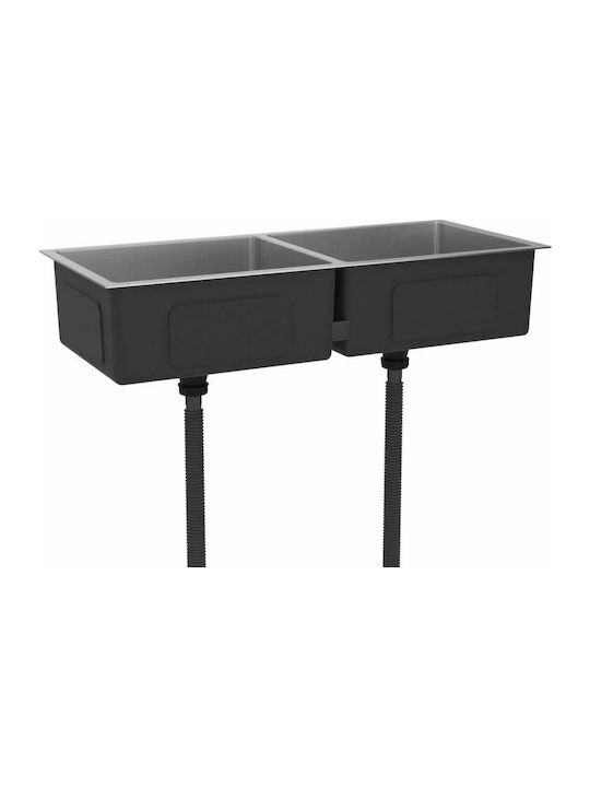 vidaXL Drop-In Spüle Inox Gebürstet B100xT44cm Silber