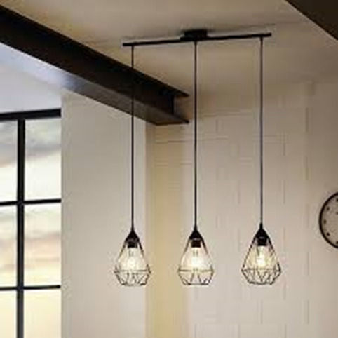 Eglo Tarbes Pendant Light Black Rail with Socket E27 79x110cm