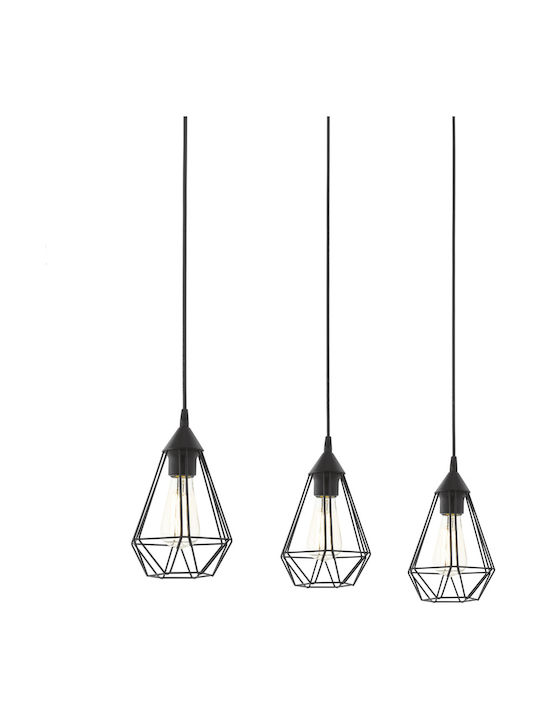 Eglo Tarbes Pendant Light Three-Light Rail for Socket E27 Black