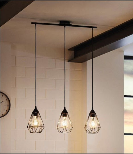Eglo Tarbes Pendant Light Black Rail with Socket E27 79x110cm