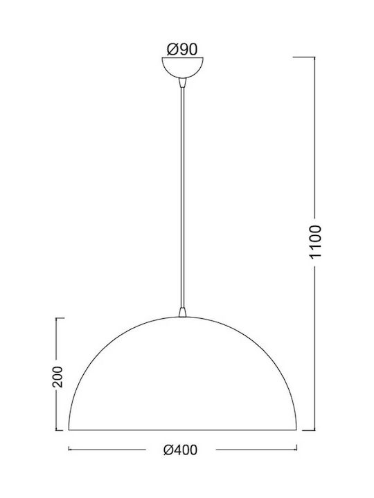 Aca Melina Pendant Light Black Bell with Socket E27 40cm