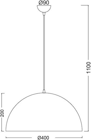 Aca Melina Ceiling Light Black Bell with E27 Socket 40x40cm