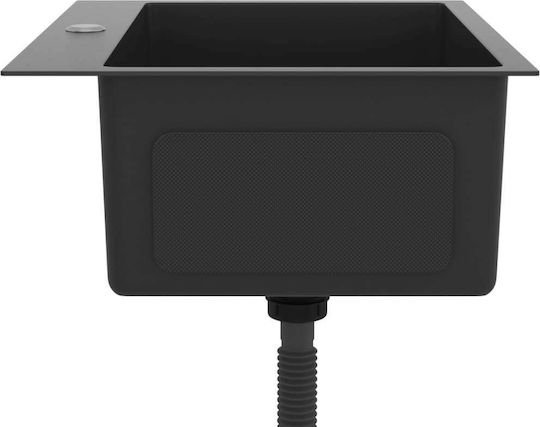 vidaXL Drop-In Мивка Inox Сатен Ш59xД44см Черно