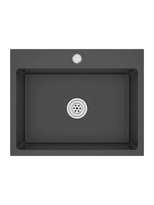vidaXL Drop-In Sink Inox Satin W59xD44cm Black
