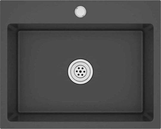 vidaXL Drop-In Мивка Inox Сатен Ш59xД44см Черно