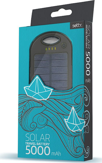 ES500 Ηλιακό Power Bank 5000mAh με 2 Θύρες USB-A Μαύρο