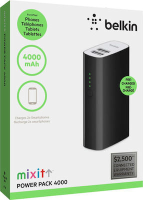 Belkin Mixit Power Bank 4000mAh με 2 Θύρες USB-A Μαύρο