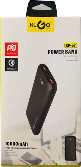 KLGO KP-57 Power Bank 10000mAh with 2 USB-A Ports Black