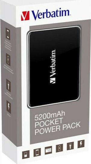 Verbatim Pocket Pack Power Bank 5200mAh mit USB-A Anschluss Schwarz