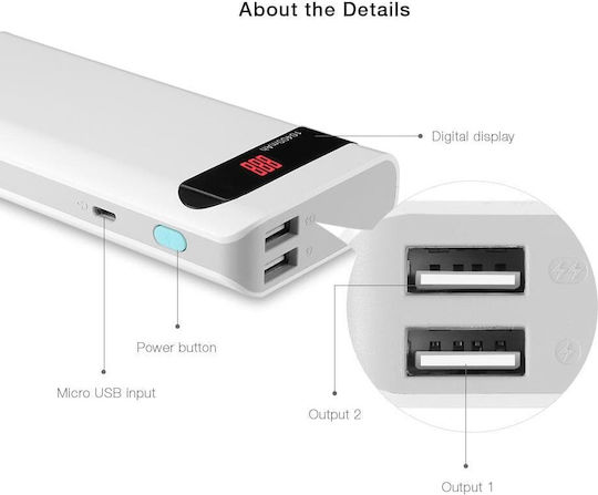 Romoss Sense Power Bank 10400mAh cu 2 Porturi USB-A Alb