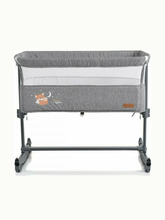Cangaroo Wiege Always Together mit Matratze, Seitlicher Öffnung und Rädern Grey 108189