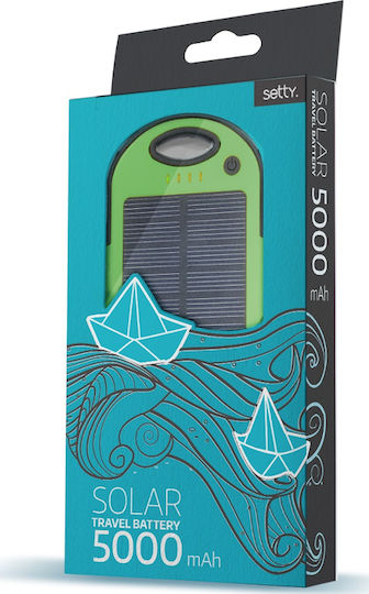 ES500 Слънчева Power Bank 5000mAh с 2 USB-A порта Зелен